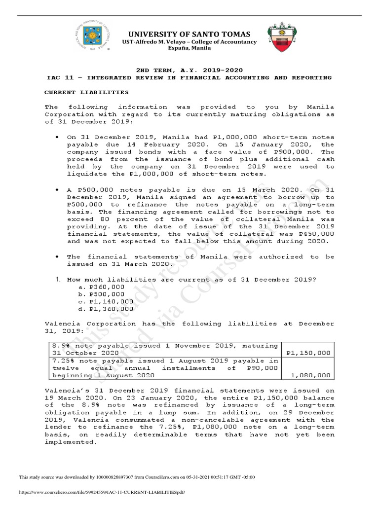 Iac 11 Current Liabilities PDF PDF Accrual Coupon