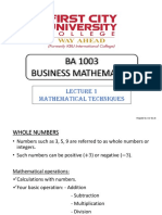 Lecture 1 Mathematical Techniques