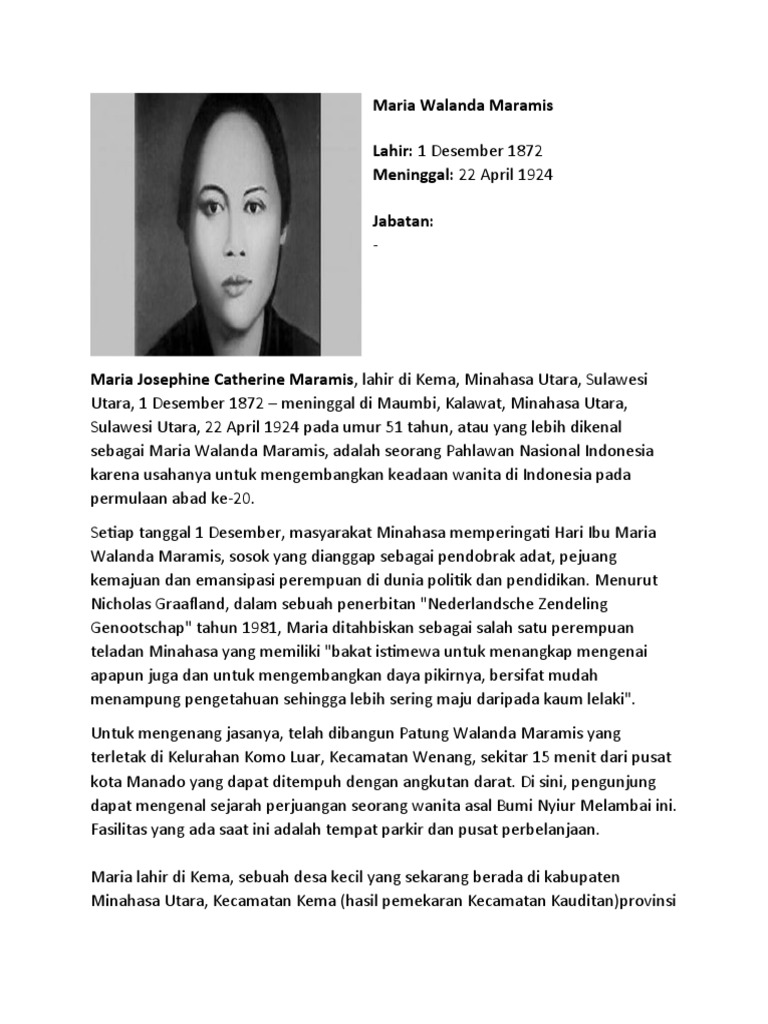 Biografi Maria Walanda Maramis | PDF