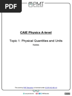 Notes - Topic 1 Physical Quantities and Units - CAIE Physics A-Level