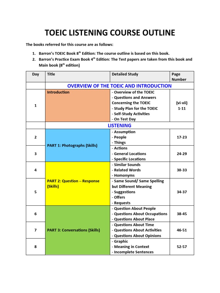 TOEIC Listening Course Guide | PDF | Test (Assessment) | Question