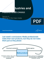 Media Industries and Audiences - Lecture 4