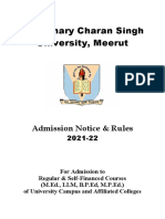 Chaudhary Charan Singh University, Meerut: Admission Notice & Rules