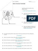 Atomic Structure Worksheet: Name: Lenny Mae S. Patosa 11 Humss 1 Period