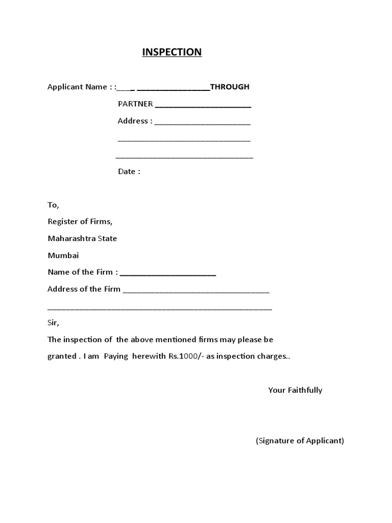 Inspection letter format pdf