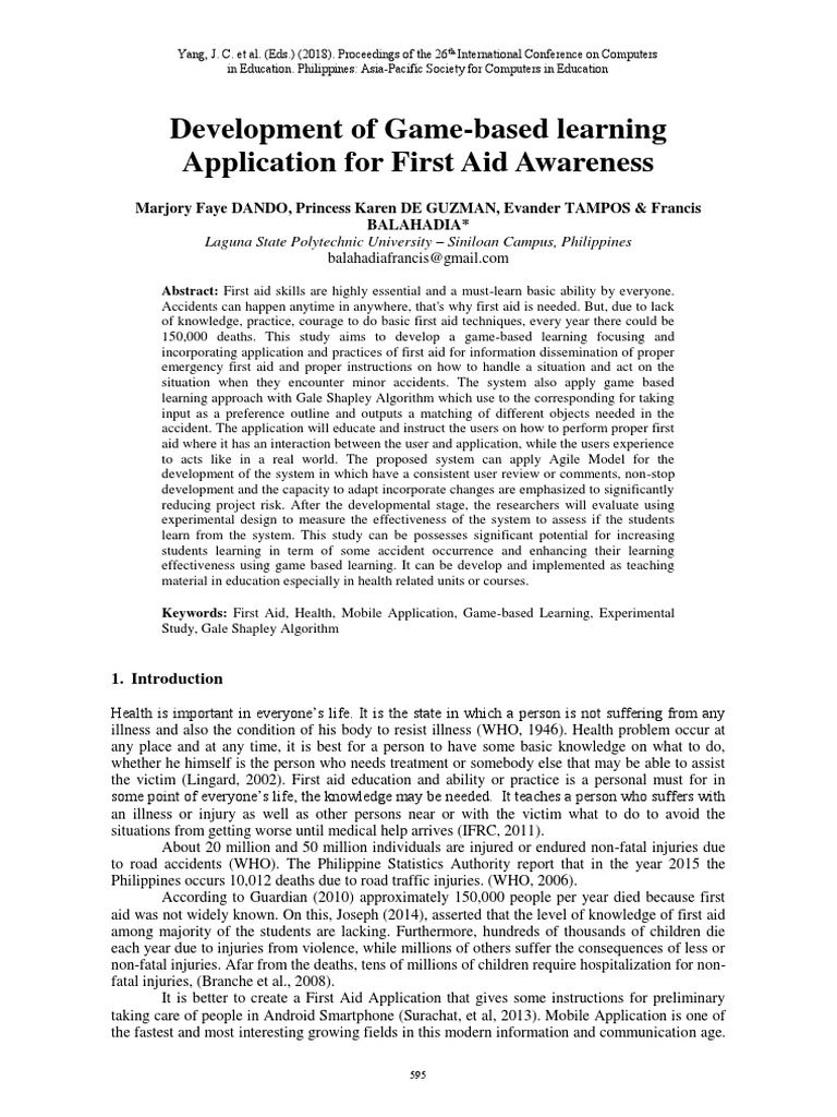 Development of Game-Based Learning Application For First Aid Awareness ...