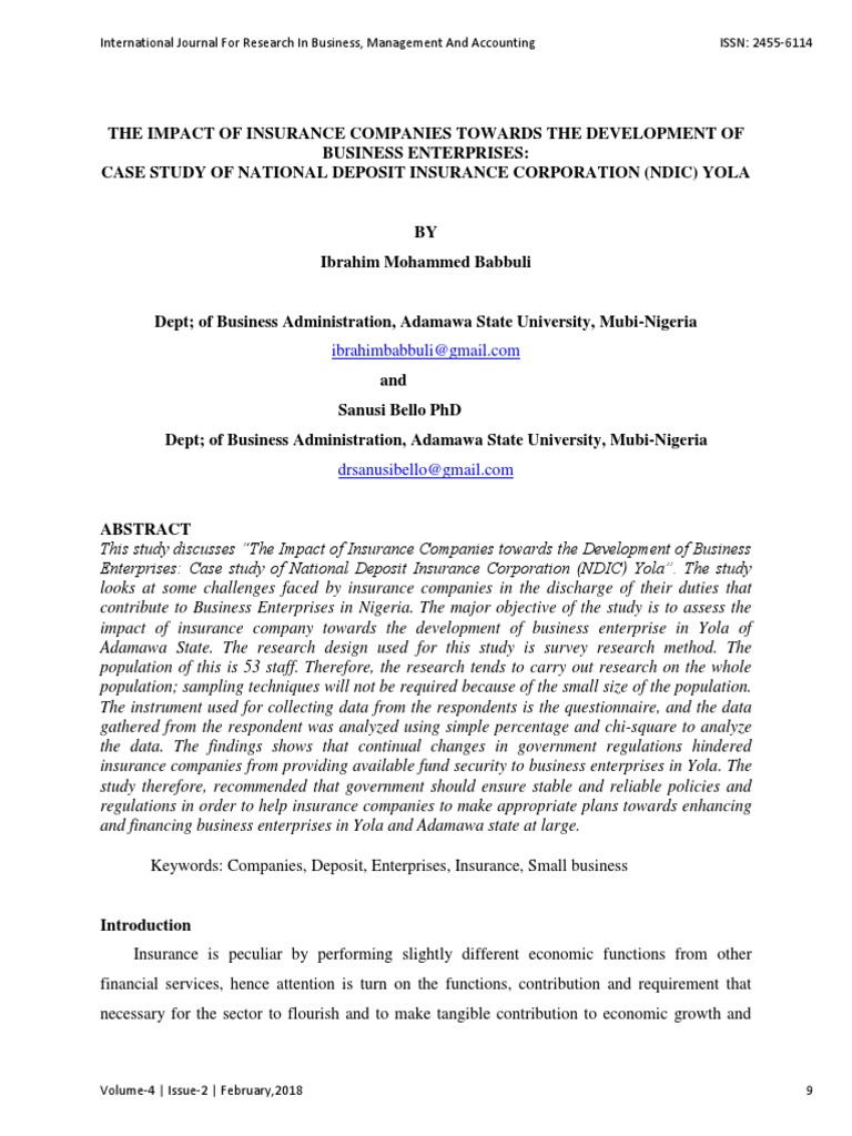 Insurance's Role in Business Growth Yola | PDF | Insurance | Economic ...