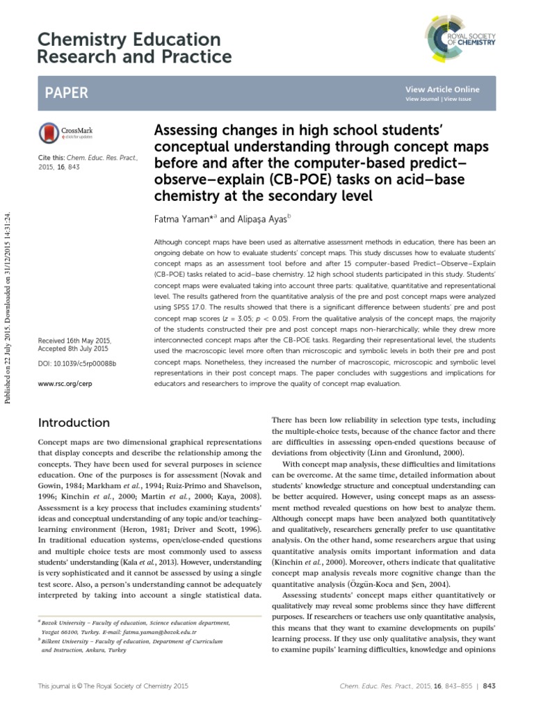Chemistry Education Research and Practice Paper PDF Concept