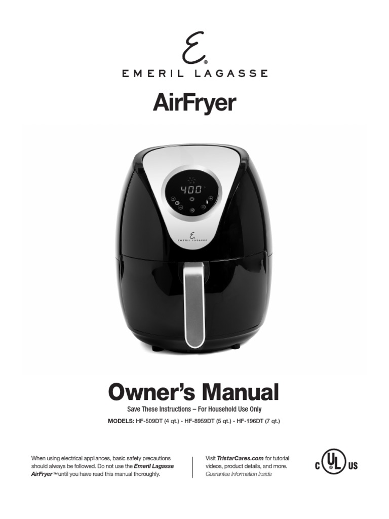 User manual Emeril Lagasse AirFryer Elite Home HF-8360T-S (English