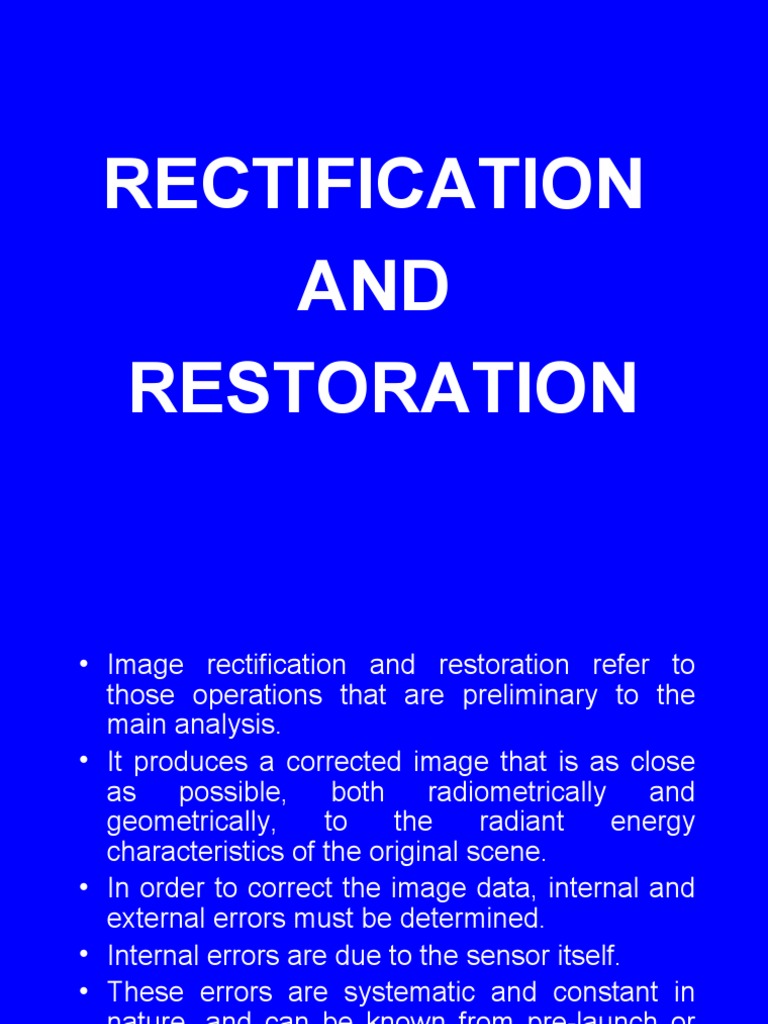Rectification and Restoration PDF Angle Latitude