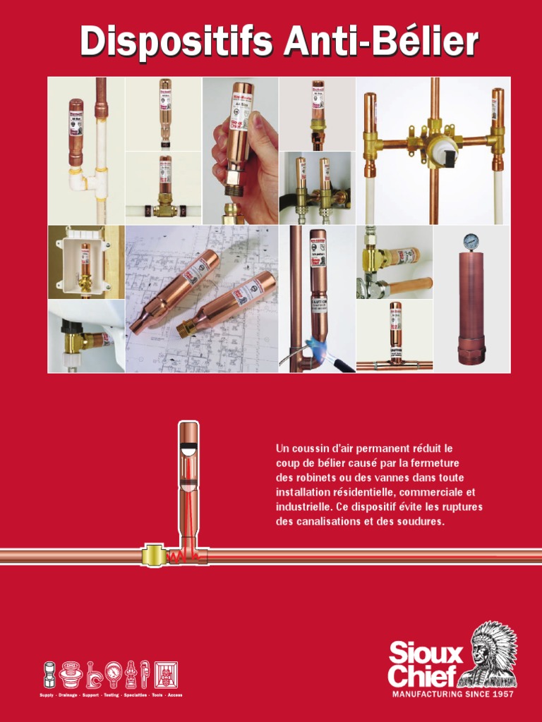 Schéma D Installation D Un Anti Bélier Water Hammer Arresters Dispositifs Anti Bélier Quebec Brochure | PDF |  Plomberie | Soupape