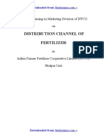 IFFCO - Distribution Channel of Fertilizer - MBA Marketing Summer Training Project Report PDF