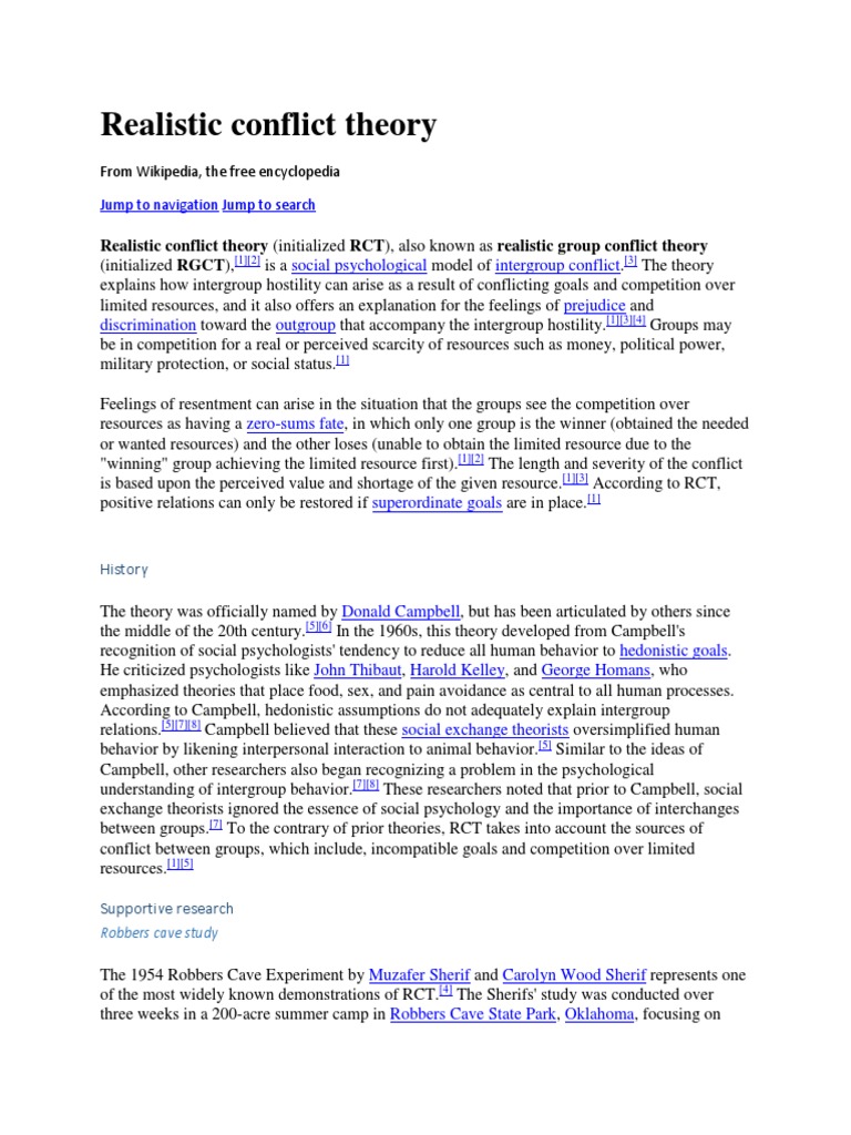 Realistic Conflict Theory Explained | PDF | Social Psychology | Difference