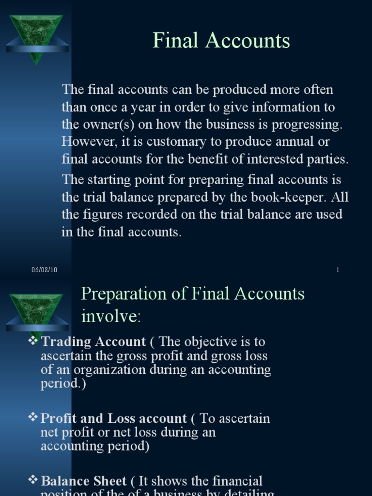 5.final Accounts | PDF | Expense | Income Statement