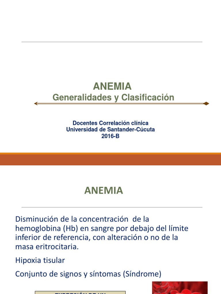 Anemias Correlación Clínica 2016 B Pdf Anemia Tejido Biología