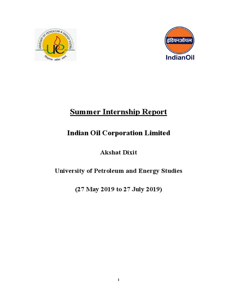 Summer Internship Report Indian Oil Corporation Limited PDF