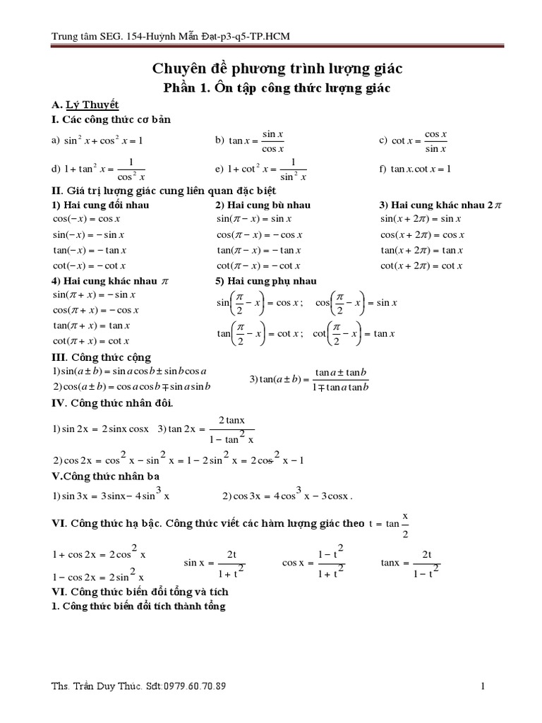 Chuyen de Phuong Trinh Luong Giac | PDF