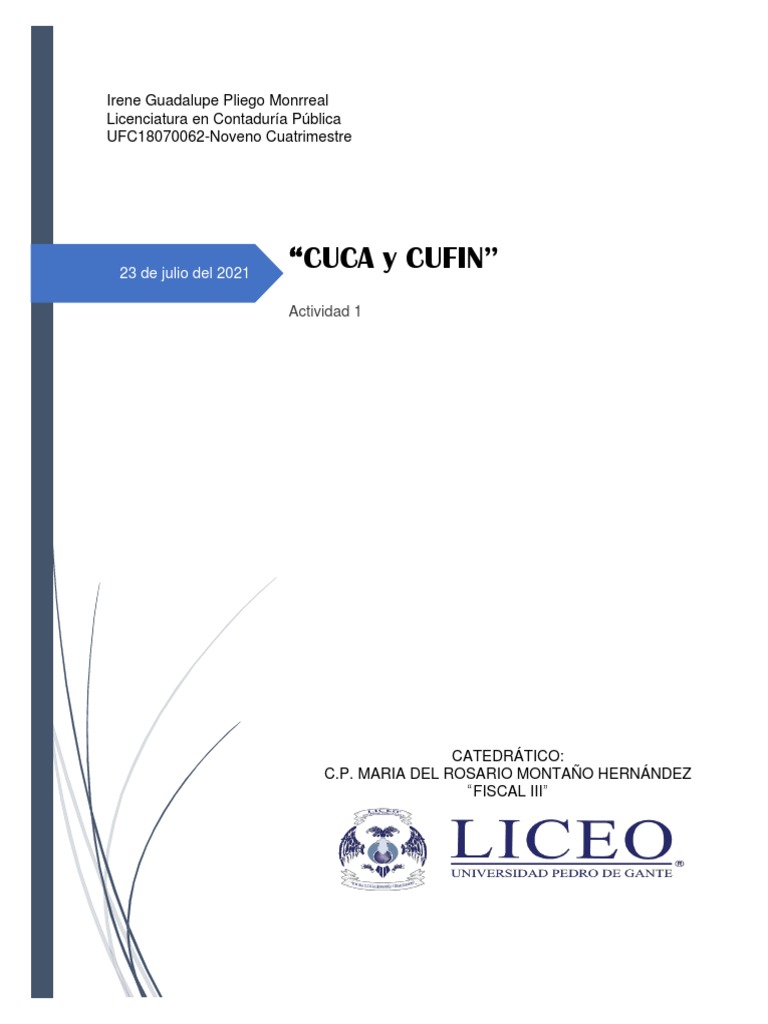 Cálculo y Actualización de la CUCA | PDF | Impuesto sobre la renta ...