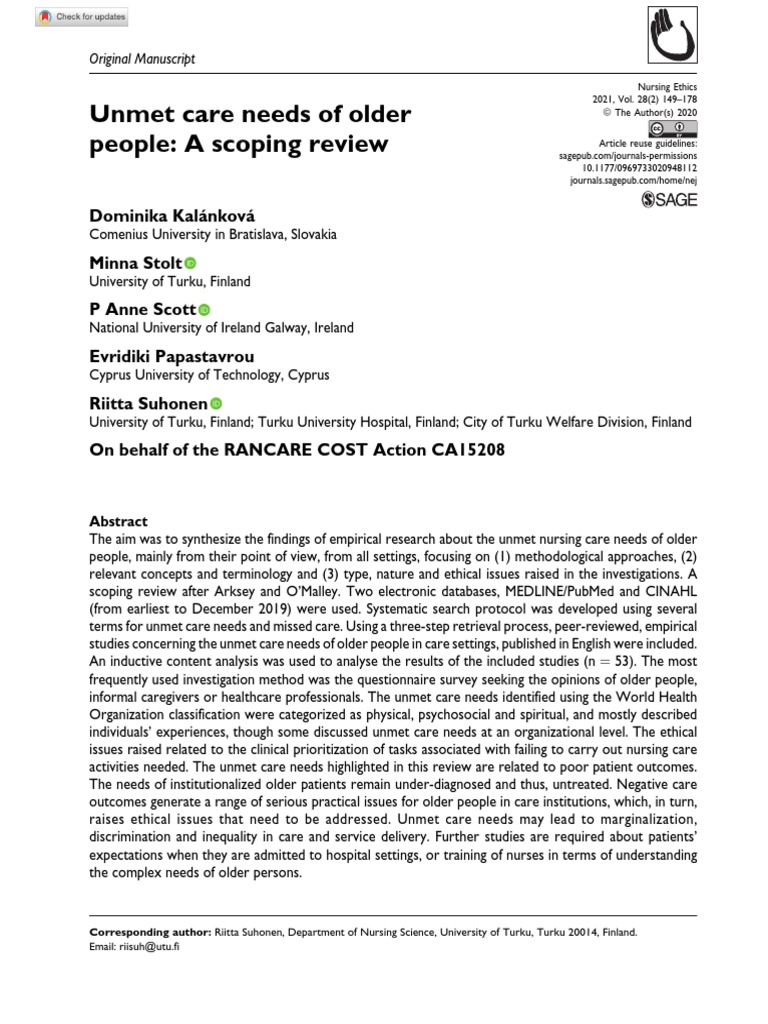 Unmet Care Needs of Older Adults | PDF | Systematic Review | Caregiver