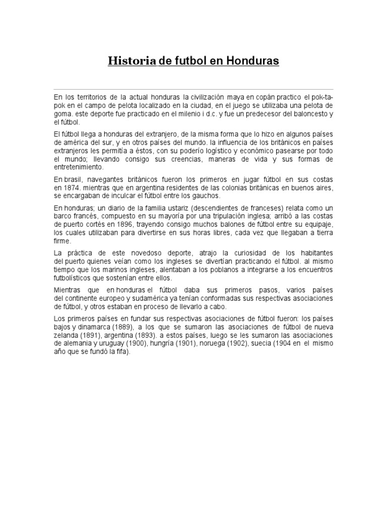 Historia de Futbol en Honduras Reciente | PDF | Asociación de Futbol | Ocio