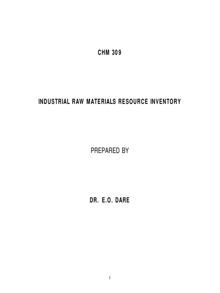 Analysis of Nigeria's Industrial Raw Materials Resource Inventory and Potential Applications of