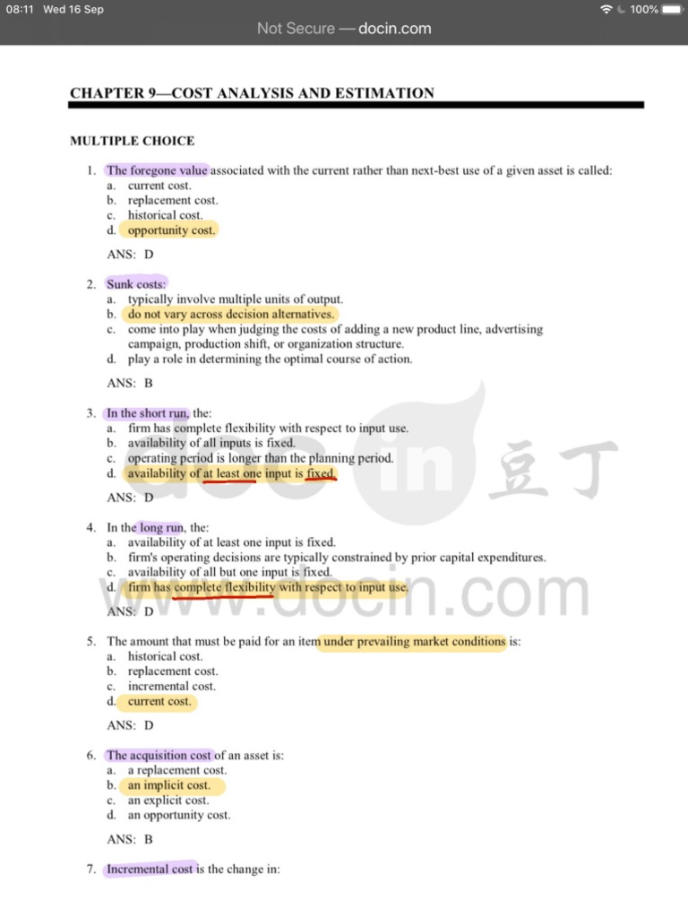 Ch.9 Cost Analysis | PDF | Average Cost | Long Run And Short Run