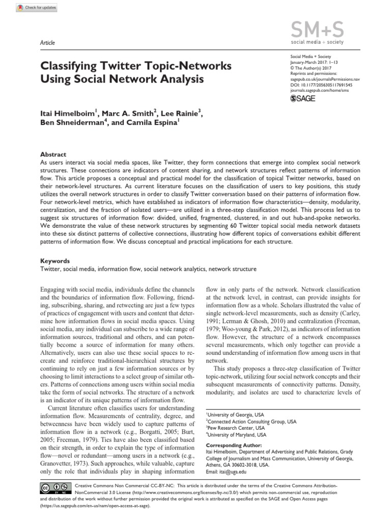 Classifying Twitter Topic-Networks Using Social Network Analysis | PDF ...