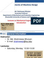 TE 311: Elements of Machine Design: Lectures On Mechanical Engineering