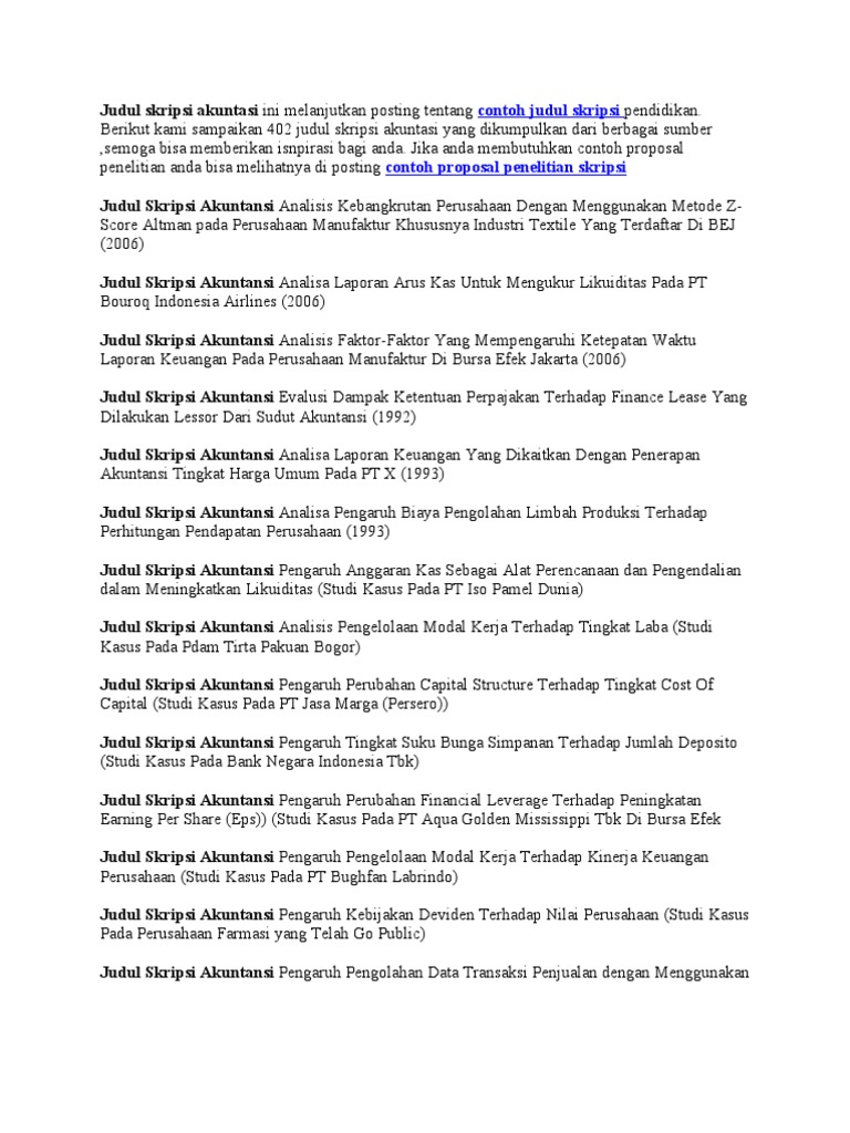 Judul Skripsi Akuntansi Sektor Publik Pada Pertamina Eurolight Over Blog Com