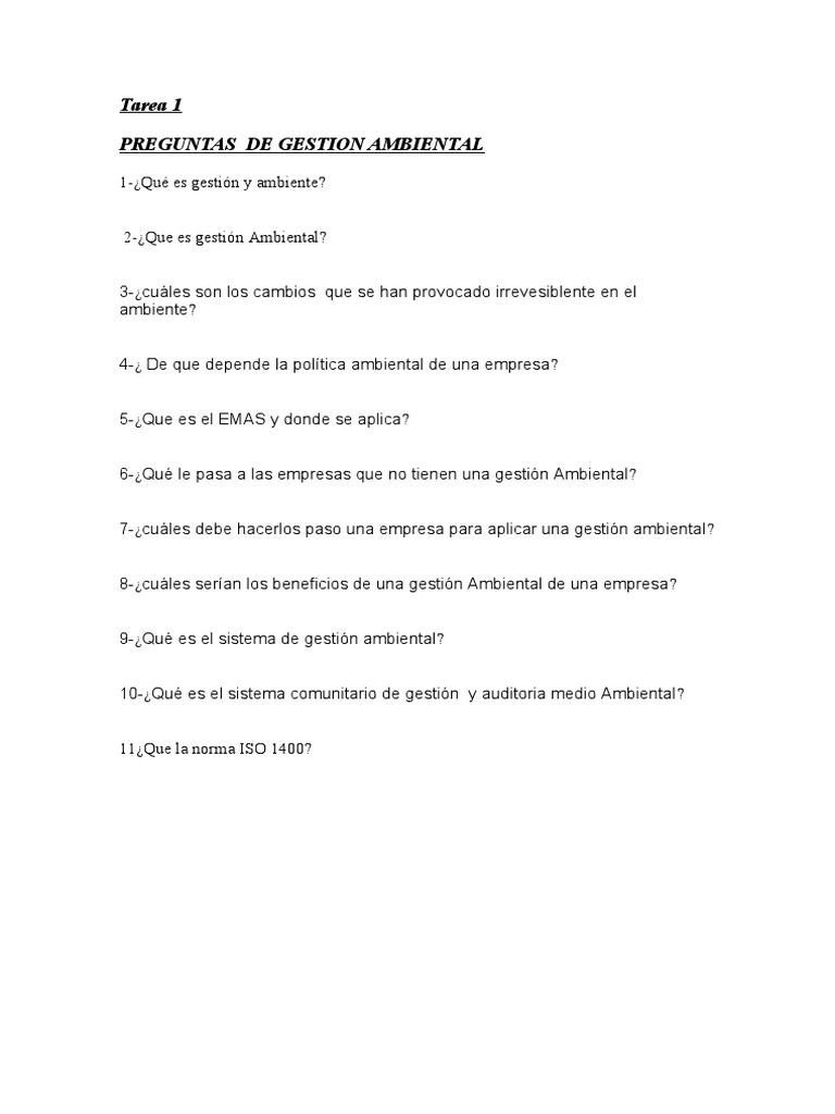 Preguntas Clave sobre Gestión Ambiental | PDF