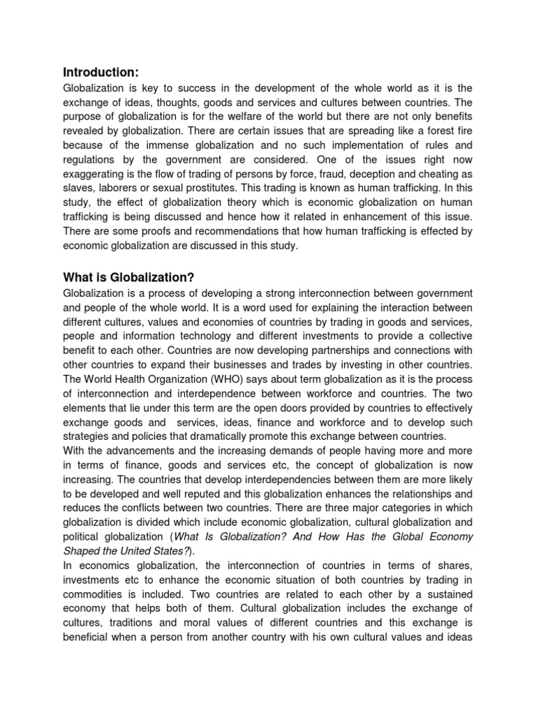 Globalization And Human Trafficking Pdf Human Trafficking