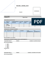 RESUME - (NAME) - 2019: Position Applied For in HPCL: Name