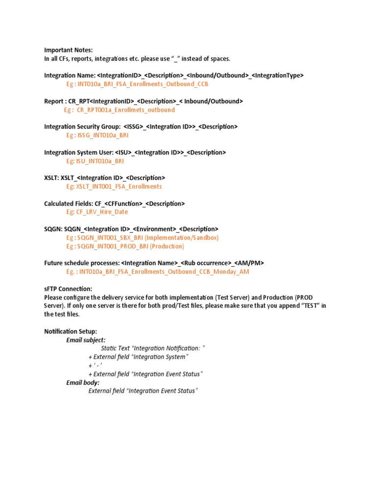 Integration Naming Standards | PDF