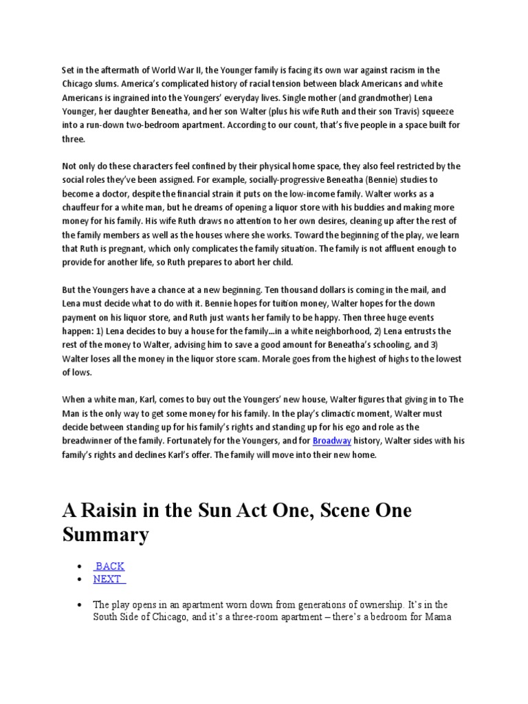A Raisin in The Sun Act One, Scene One Back Next PDF