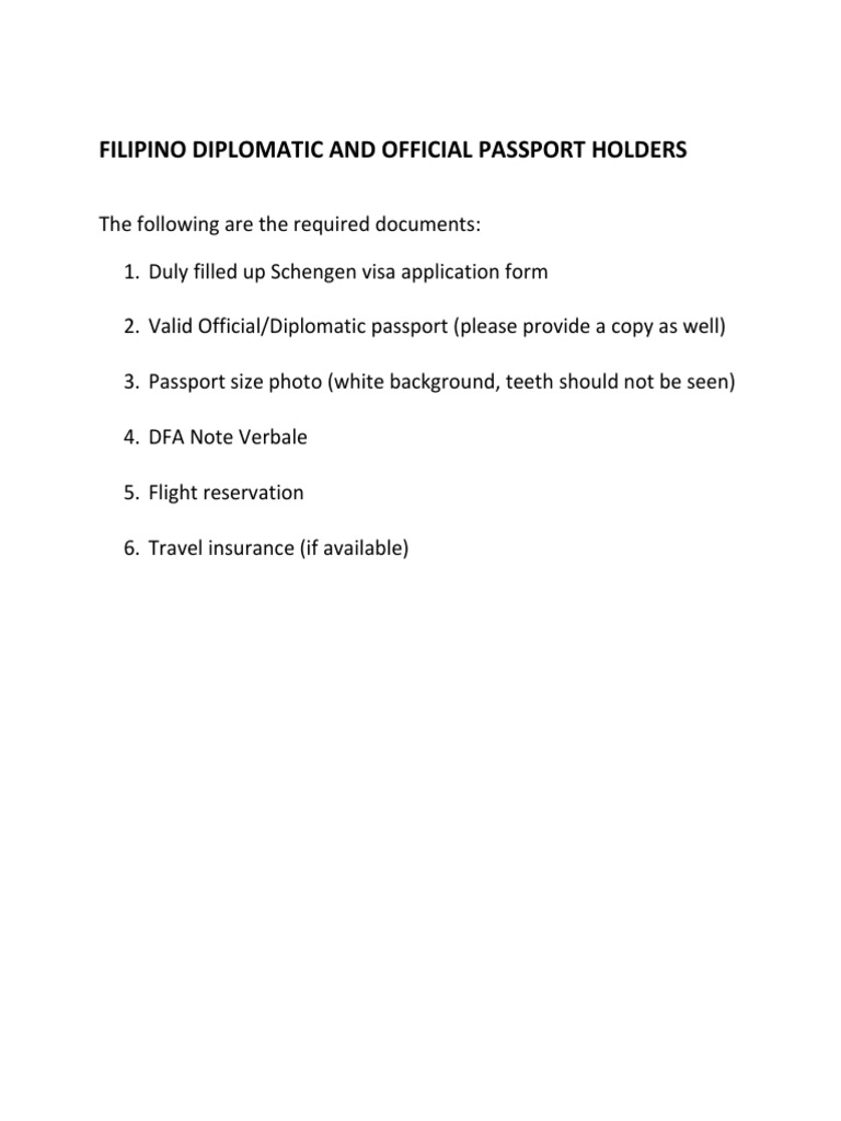 Requirements for Filipino Diplomatic Passports | PDF