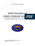 4GB Unbuffered Ddr3 Sdram Sodimm: HB3SU004GFM8DMA33 (512M Words X 64bits, 2 Rank)