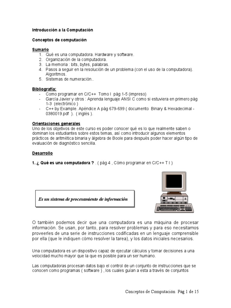 Introducción a la Computación y Hardware | PDF | Programa de ...