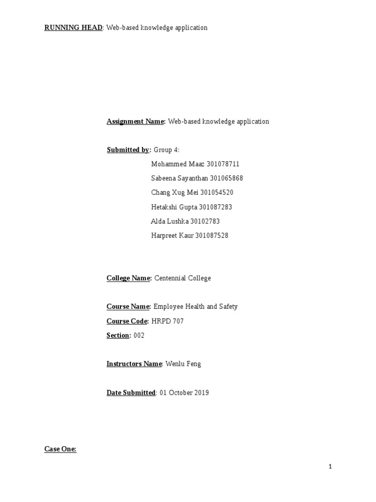 Health Safety Assignment 1 | PDF | Disability | Employment