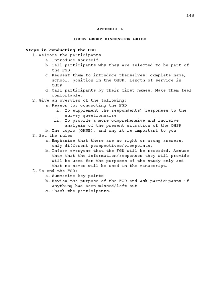 10 Appendix L FGD Guide | PDF | Focus Group | Cognition