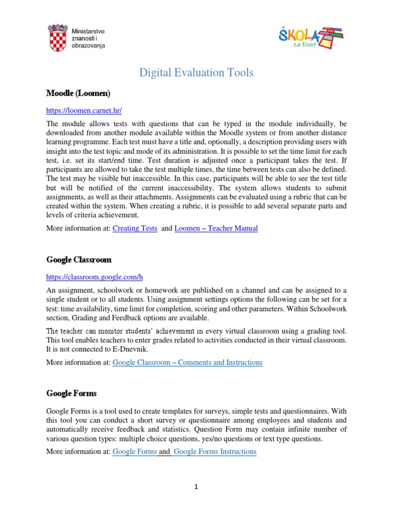 Digital Evaluation Tools PDF Rubric (Academic) Multiple Choice