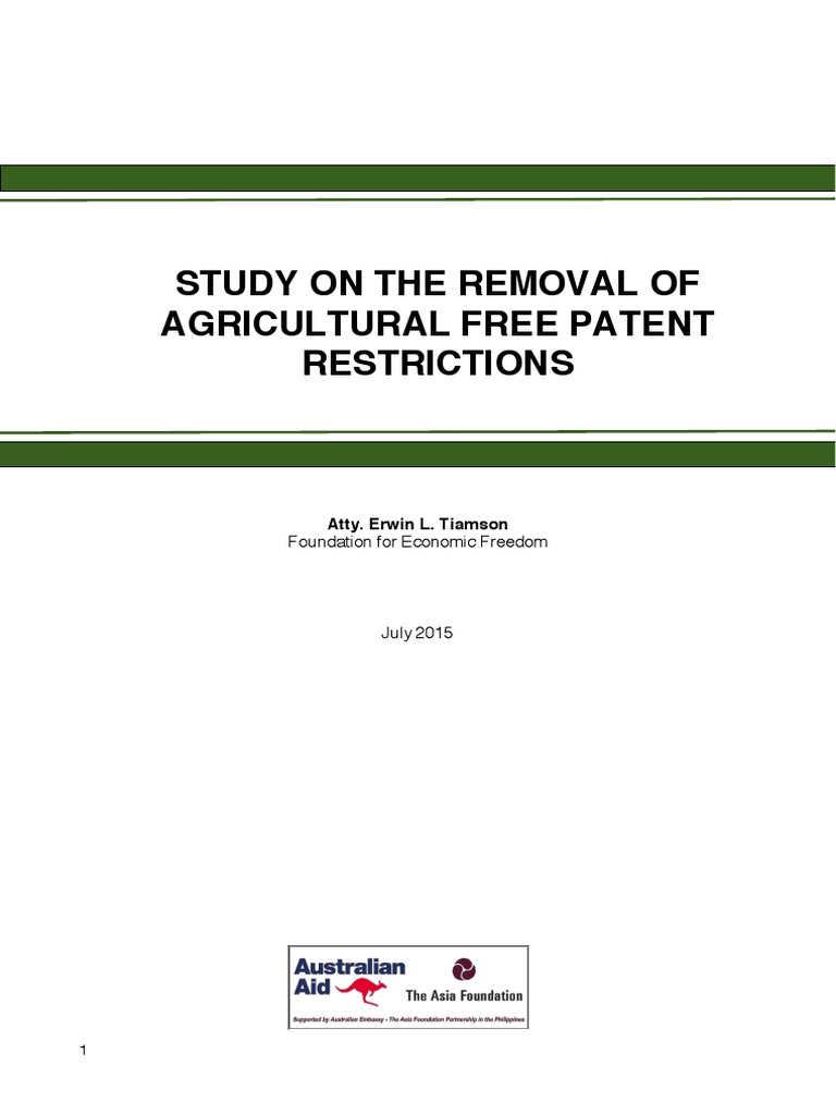 Agricultural Free Patent Study July 20 2015 PDF Property Patent