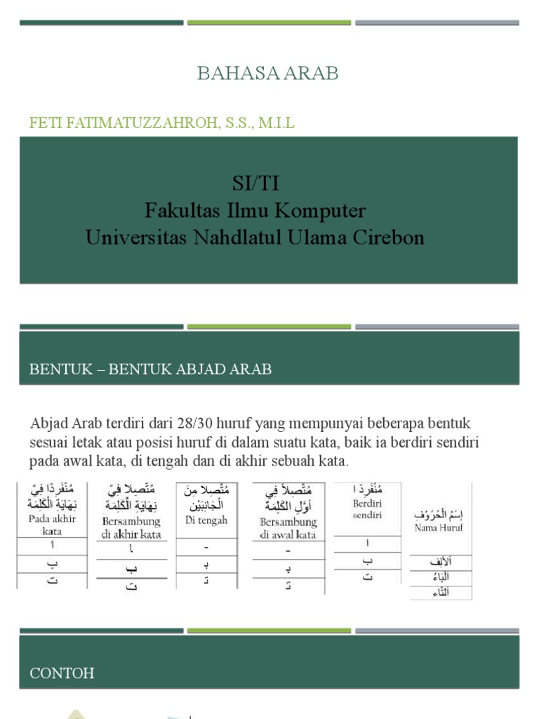 Bahasa Arab Siti Pertemuan 1 Pdf