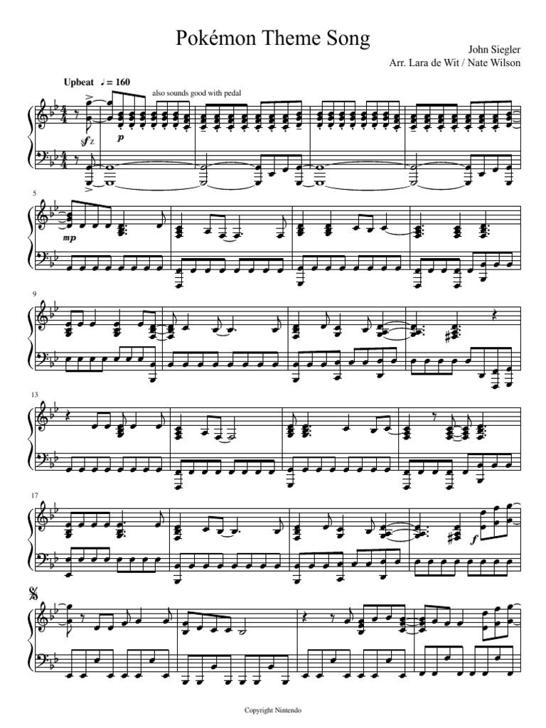 Pokemon Theme Song Piano PDF