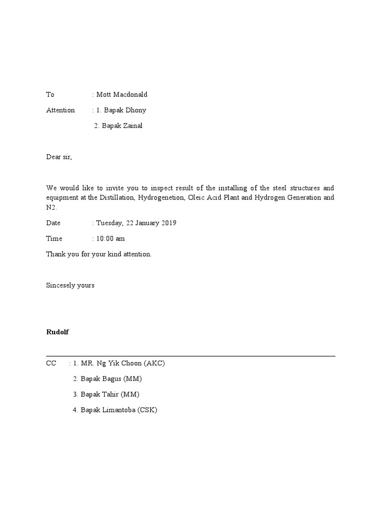 Invitation to Inspect Steel Structure Installation | PDF