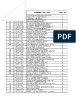 Numero Matricula Nombres Y Apellidos Grupo No