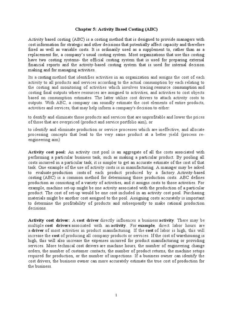 Understanding Activity Based Costing (ABC) | PDF | Cost | Cost Of Goods ...