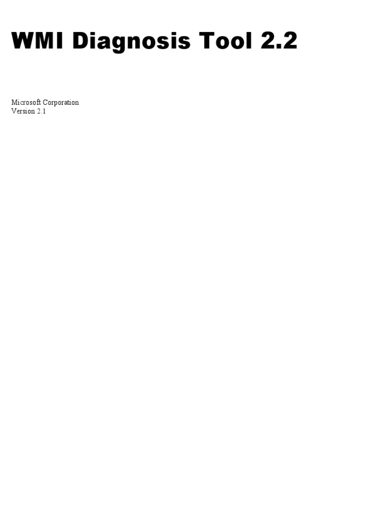 WMI Diagnosis Tool 2.2 Microsoft Corporation PDF Command Line