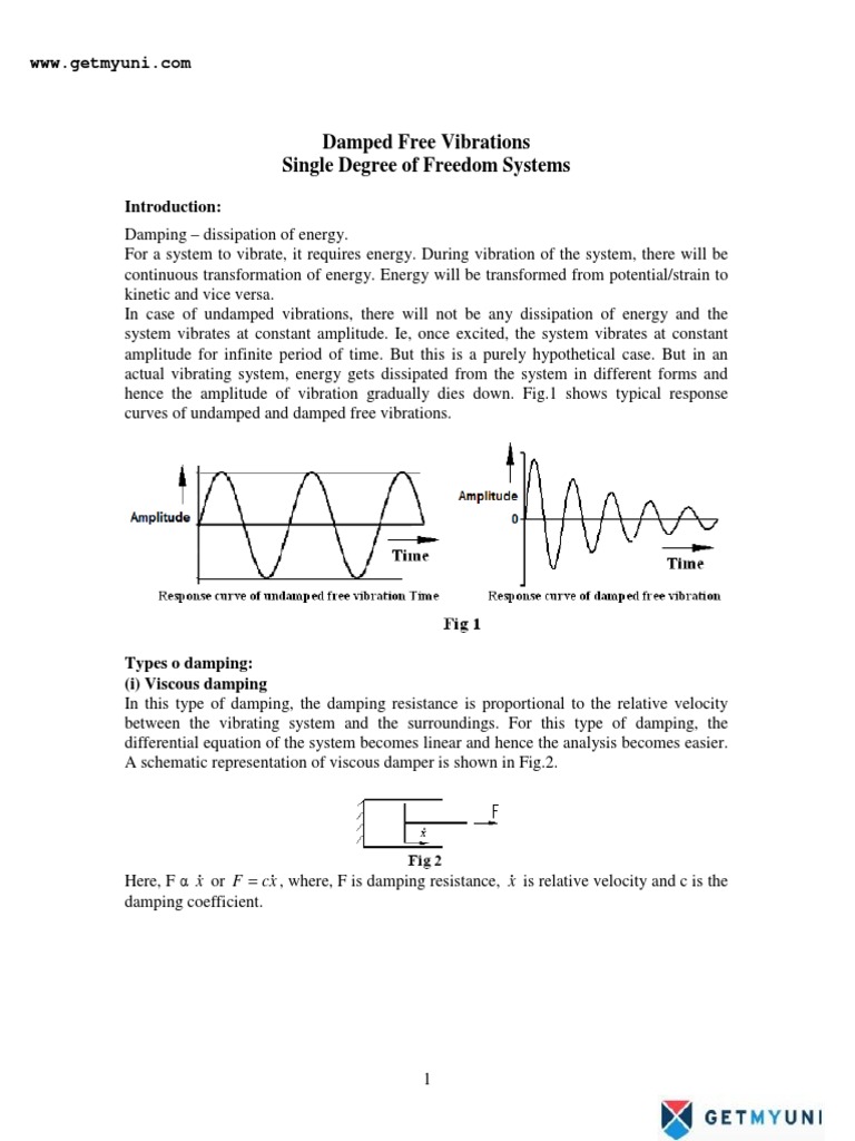 Damped Vibrations in SDOF Systems | PDF | Damping | Friction
