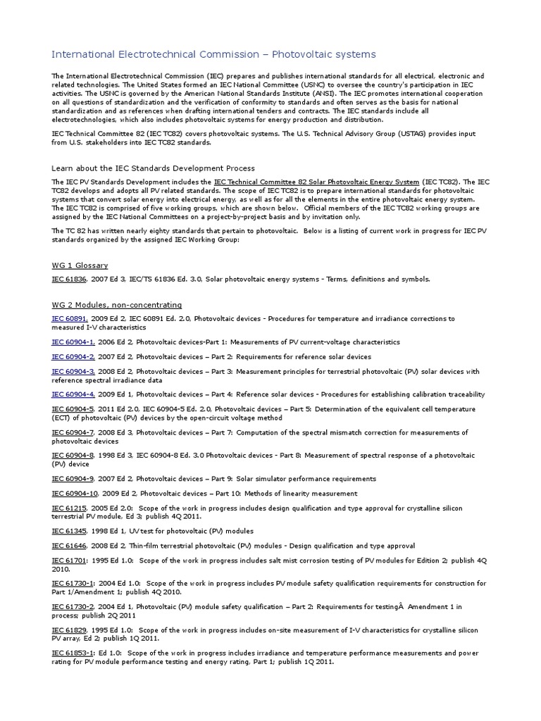 IEC - Photovoltaics Systems - References | PDF | Photovoltaic System ...