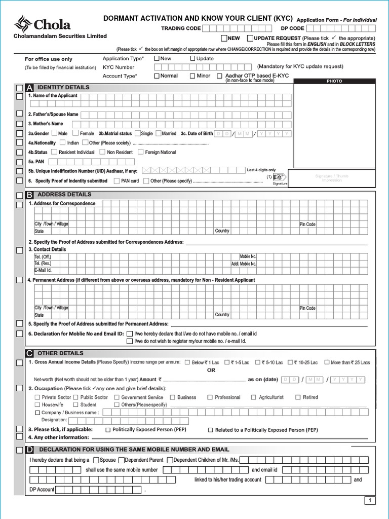 HDFC Dormant Account Activation Form | PDF | Identity Document | Business